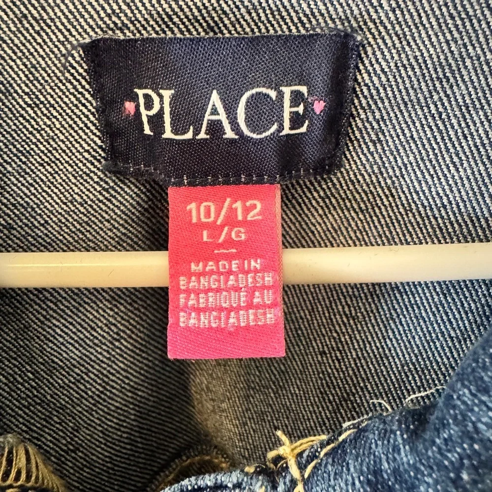 The Children's Place Girls Dark Blue Denim Jacket Classic Style Size: L 10/12